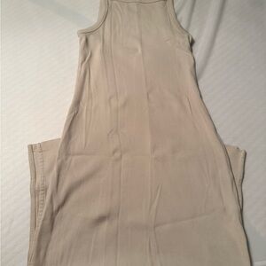 Old Navy Sleeveless Ribbed Maxi Jumpsuit in Light Beige